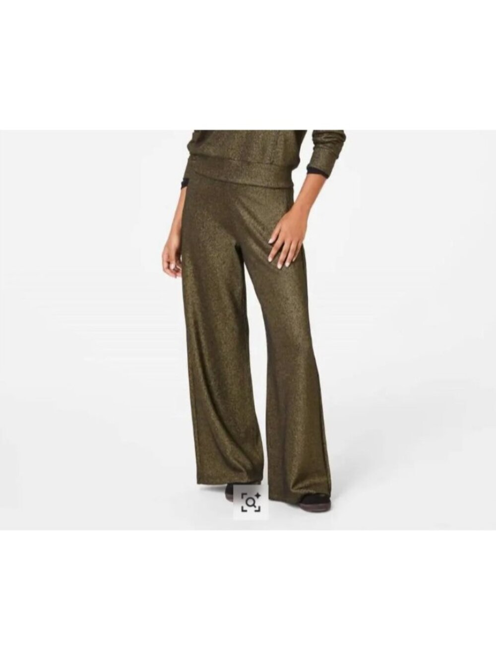 Spanx 50829Q Air Essentials Shimmer Wide Leg Pant Gold / Black ( S )